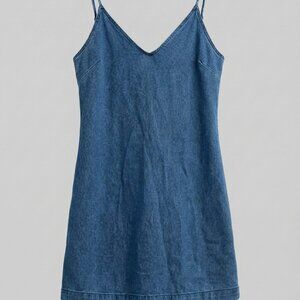 Wilfred Blue Denim Mini Dress with Spaghetti Strop
